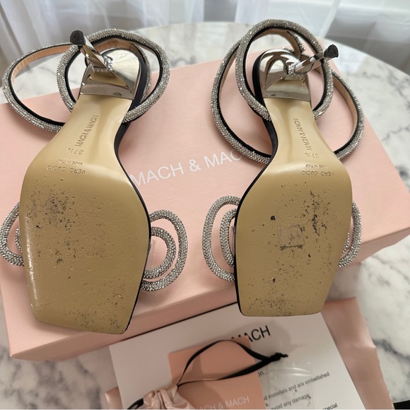 Mach and Mach Double Bow crystal-embellished satin heeled sandals BLACK - Picture 5 of 6